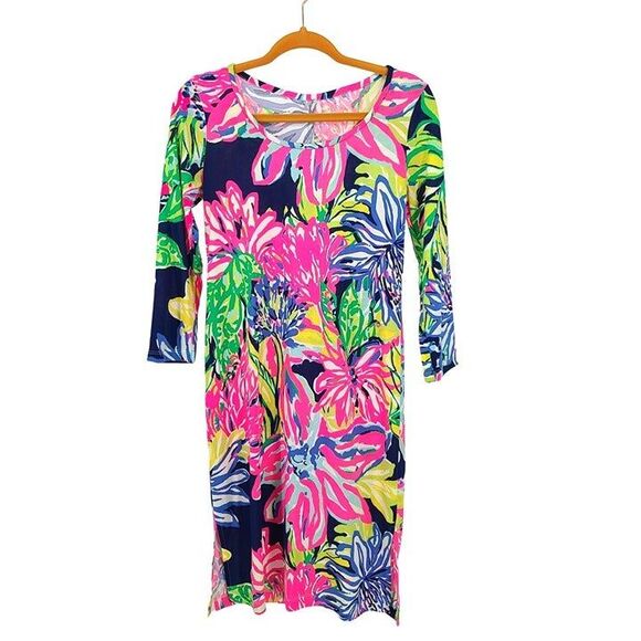 Lilly Pulitzer NWOT Kenzie Dress Resort Navy Travelers Palm Small - Picture 4 of 9
